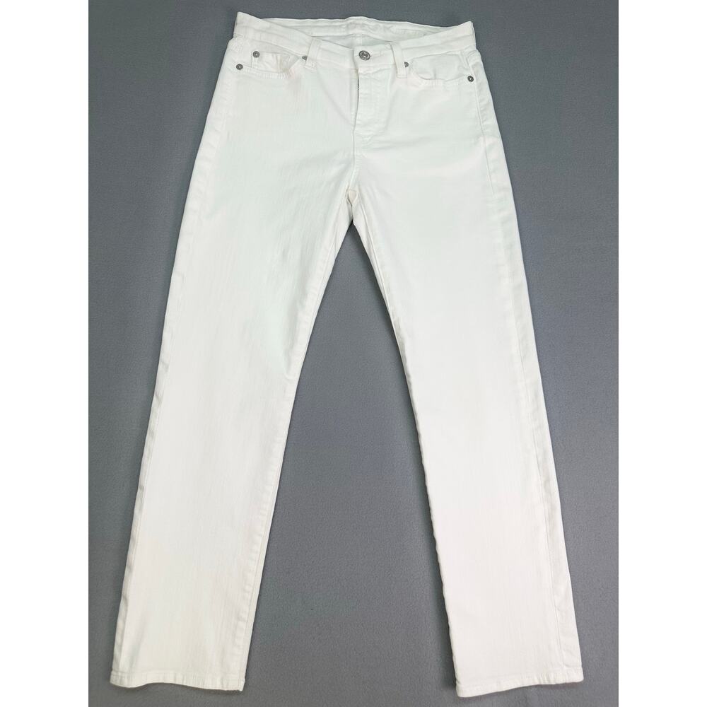 7 For All Mankind Kimmie White Mid Rise Slim Straight Jeans Size 27 - Picture 4 of 12